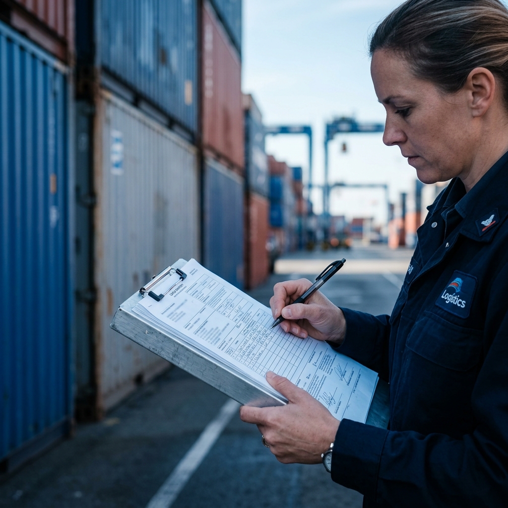 Inspeção de containers no porto